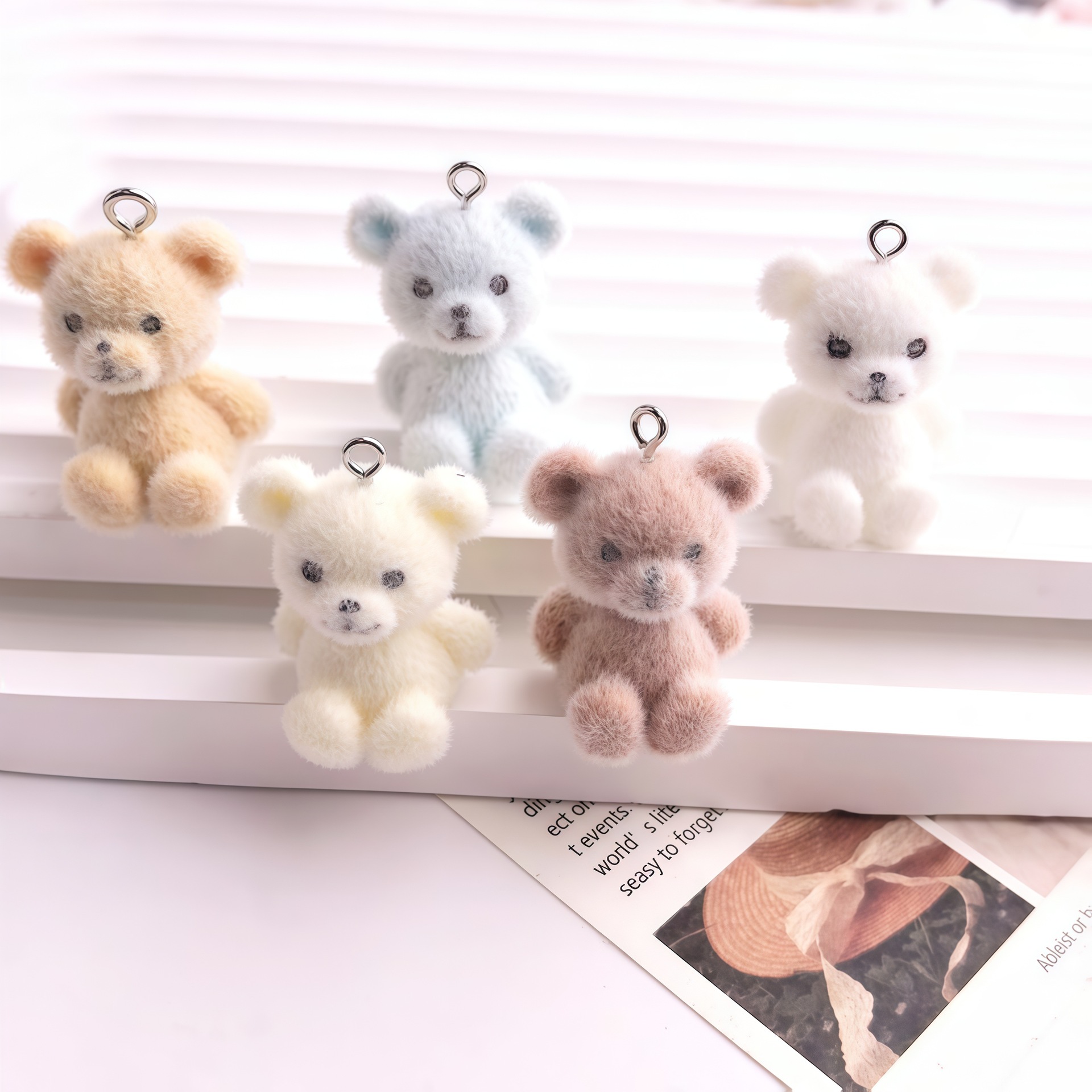 Resin Art Jewellery Kit - 5pcs 3D Flocked Bear Resin Charms