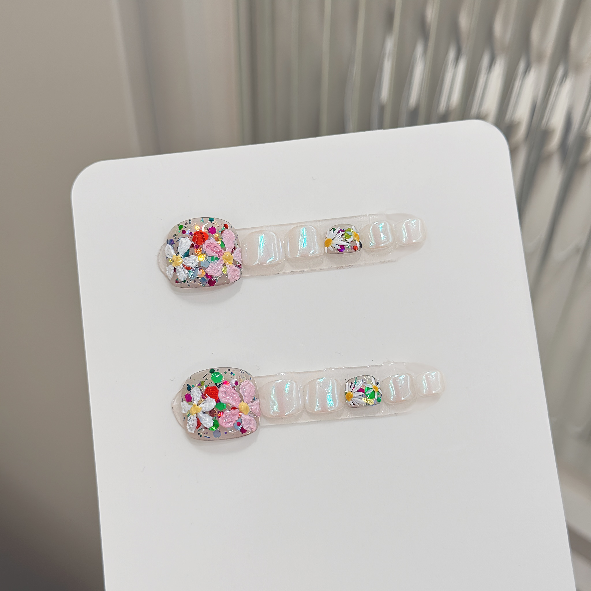 Resin Art Design - 12pcs Handmade Pressed Foot Nail Art,Beautiful