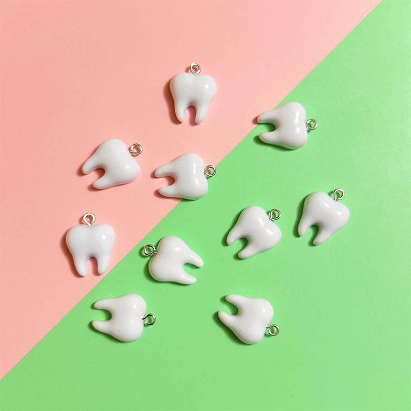 Resin Art Jewellery Kit - 10pcs Cute White Teeth Resin Pendant