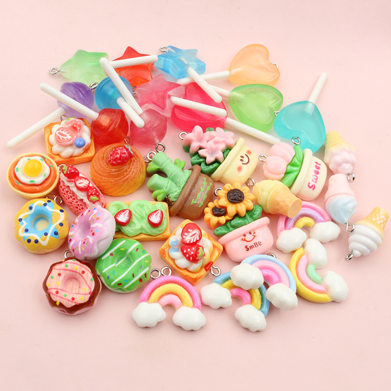 Resin Art Jewellery Kit - 10pcs Mixed Colors Resin Cute Cake