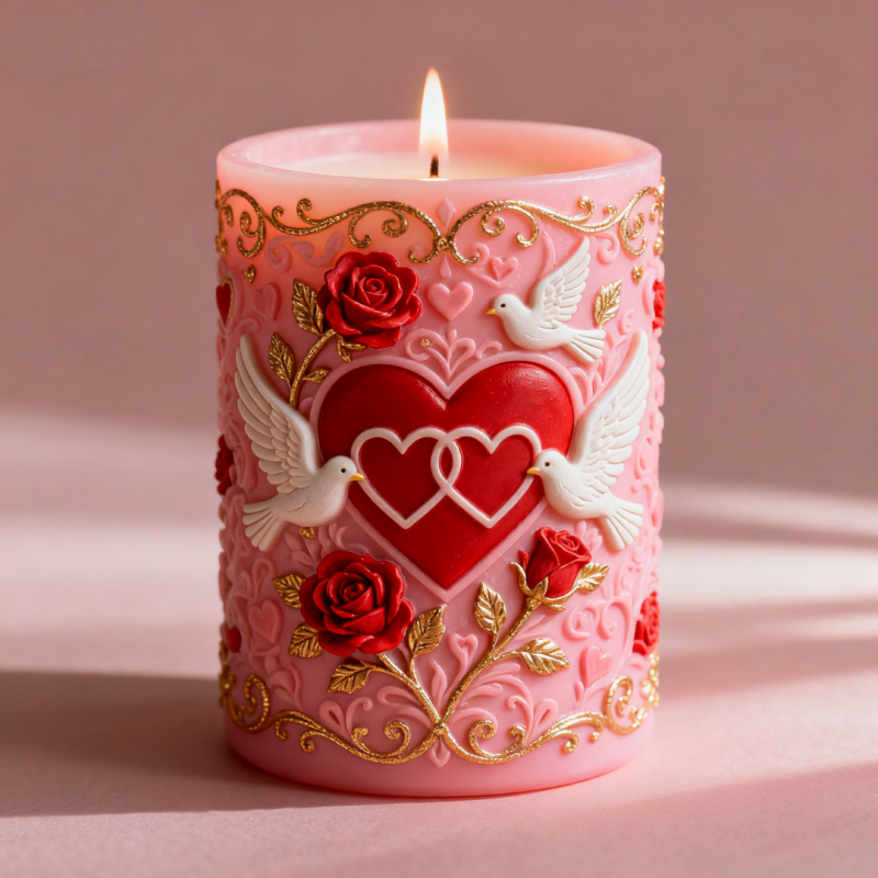 Resin Art Design - Double Heart Connected White Dove Embossed