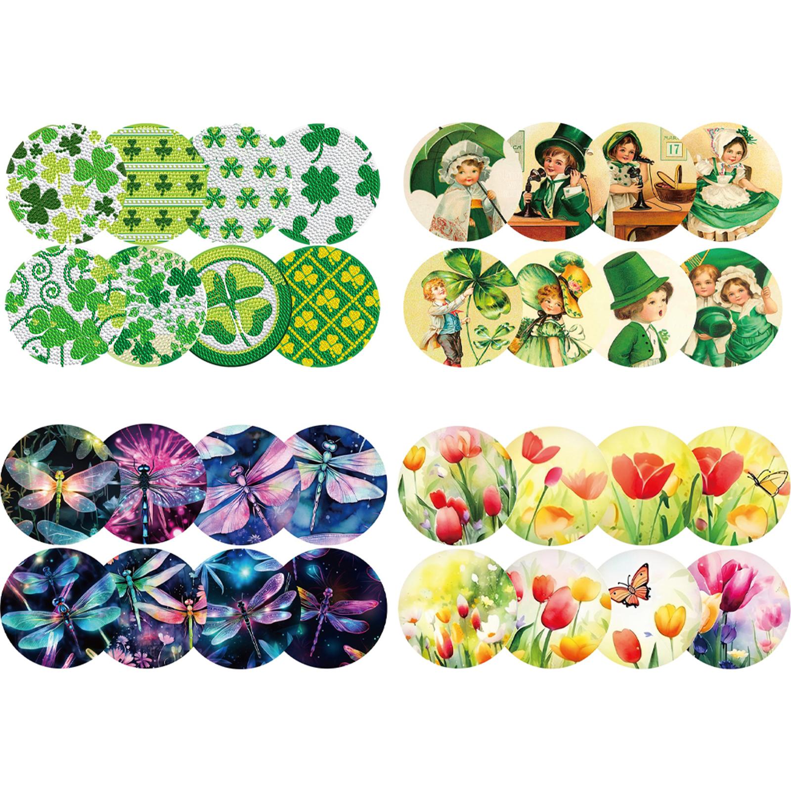 Resin Art Kit - 8PCS Full Drill Diamond Coaster Tulip