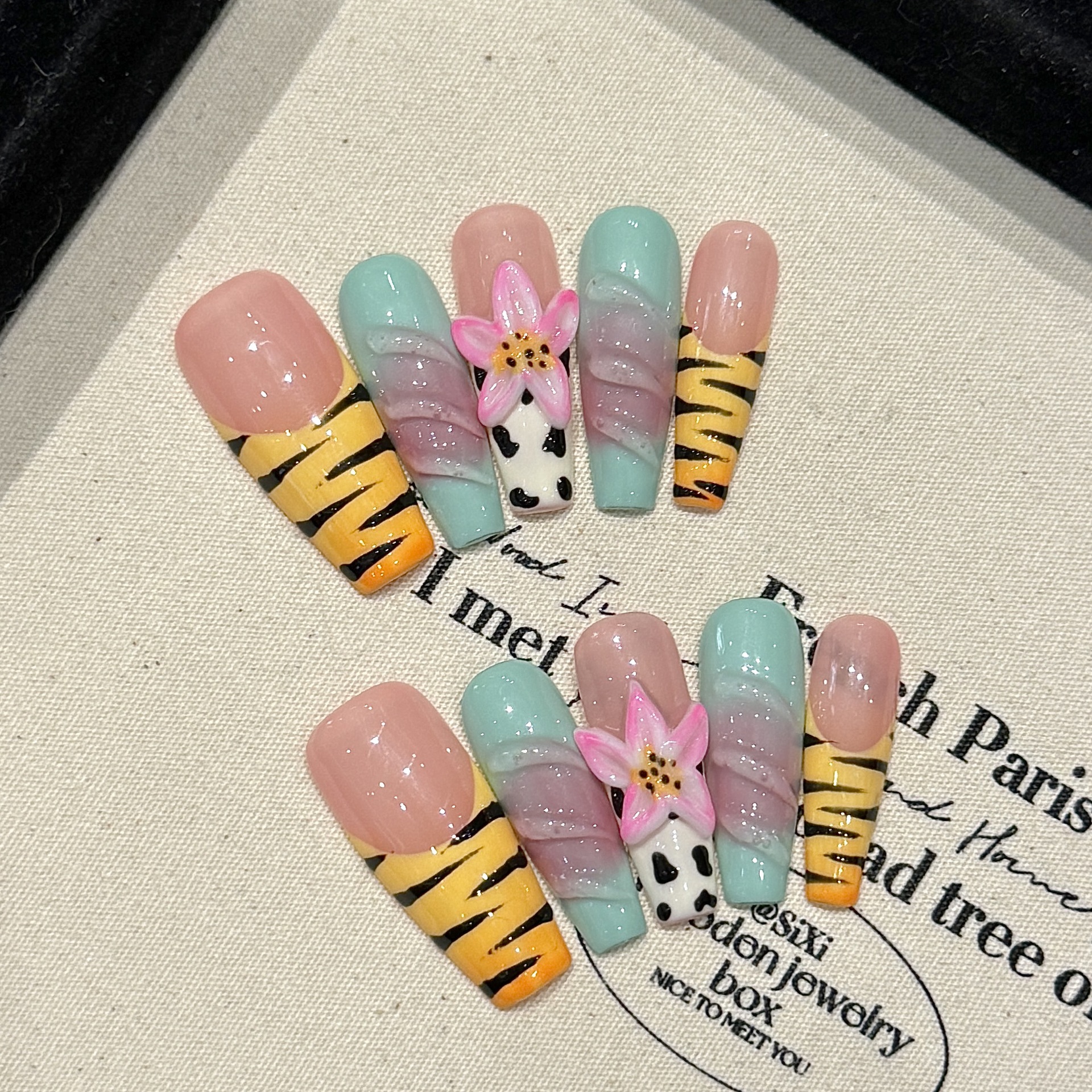 Resin Art Design - 10pcs Pure Hand Pressed Coffin Nail