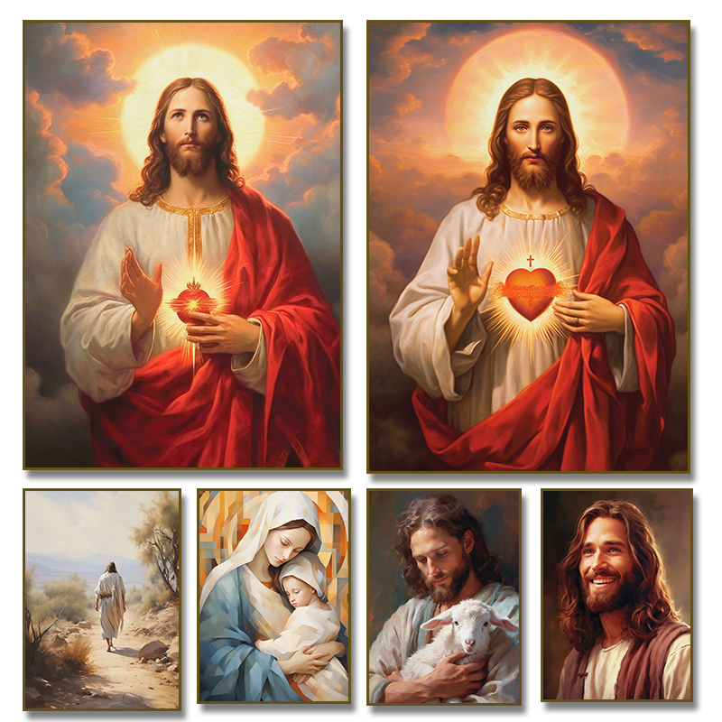 Resin Art Mary - Vintage Sacred Heart of Jesus Holy
