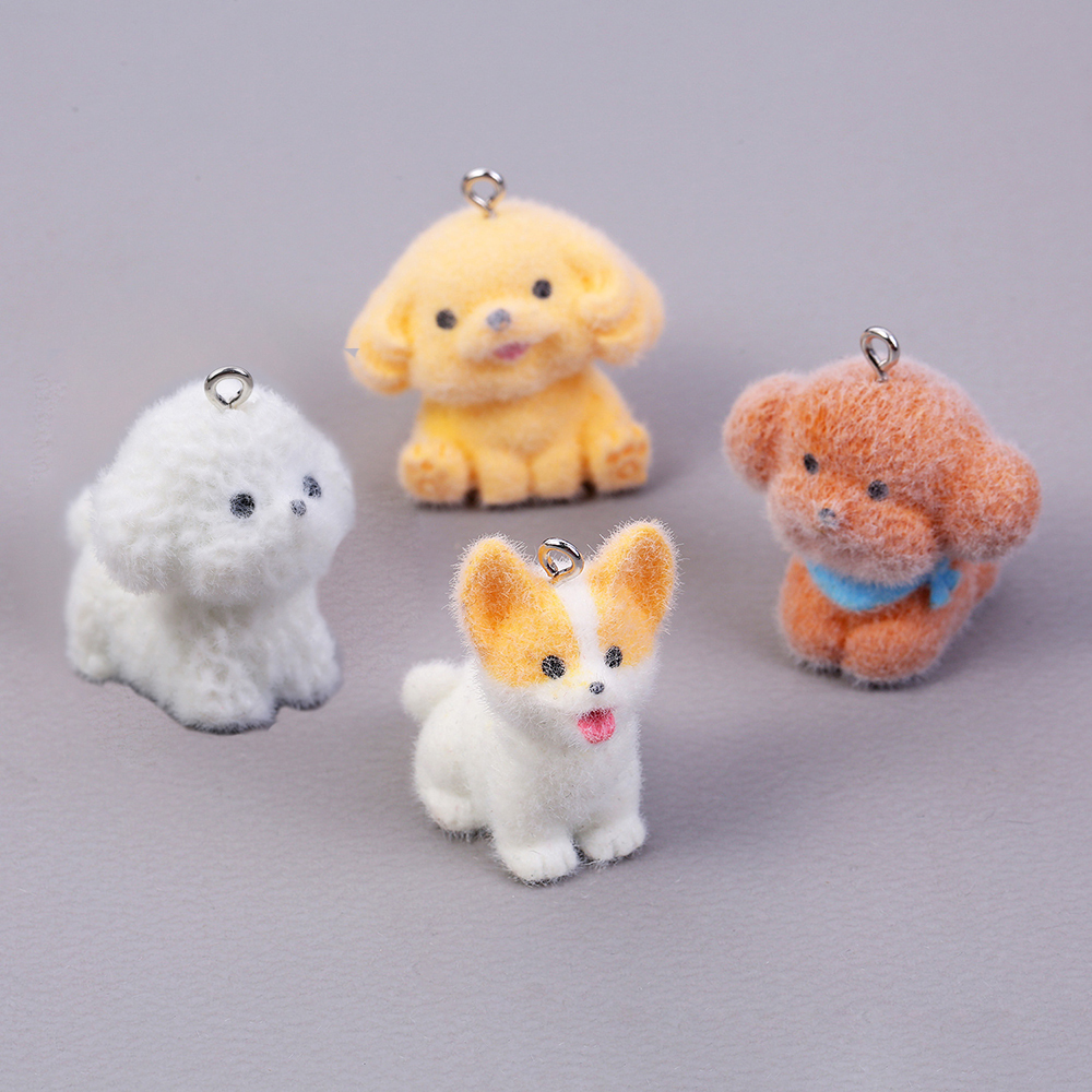 Resin Art Jewellery Kit - 10pcs Flocking Puppy Dog Resin Charms