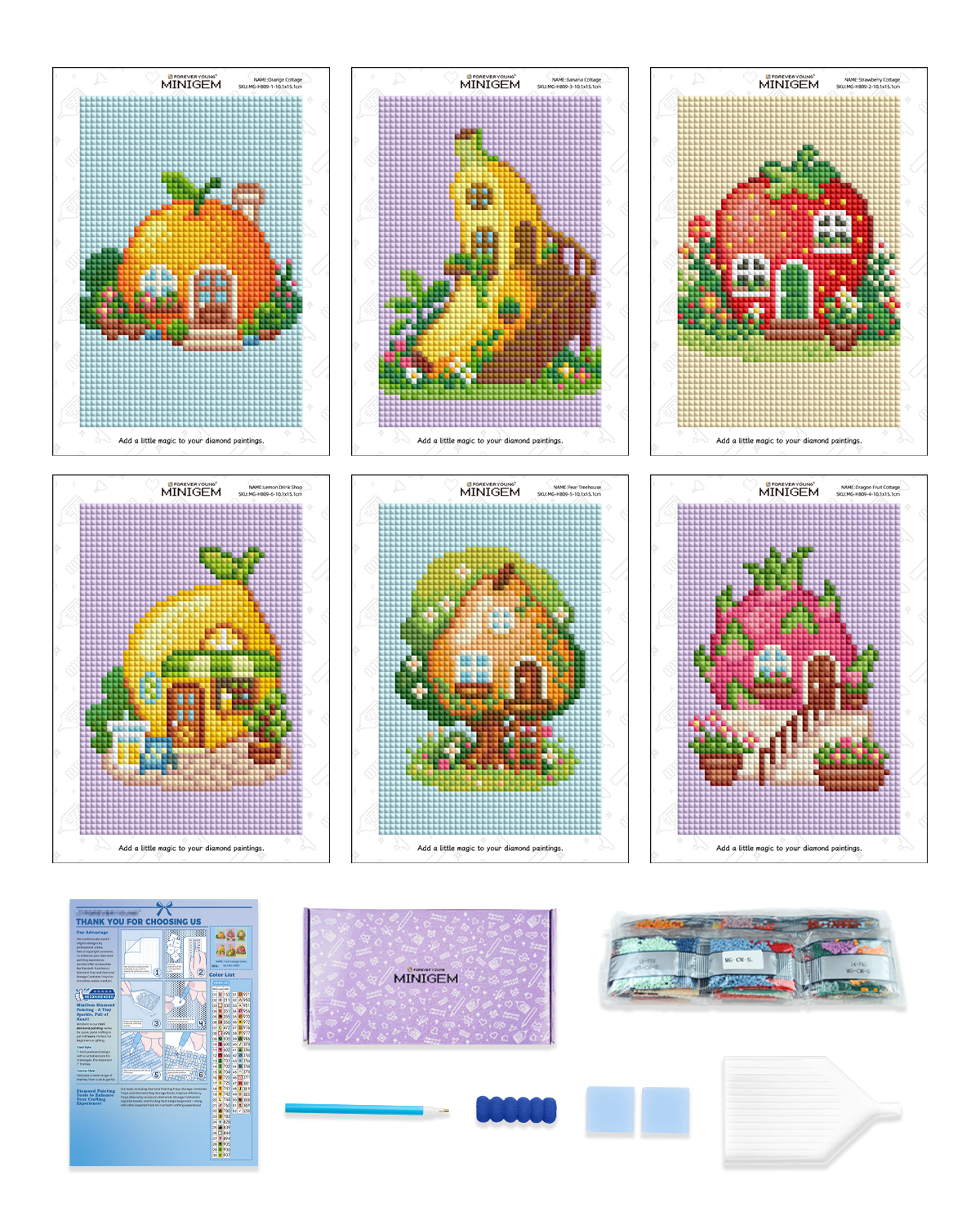 Resin Art Kit - Forever Young Minigem 6PCS Fruit Cottage