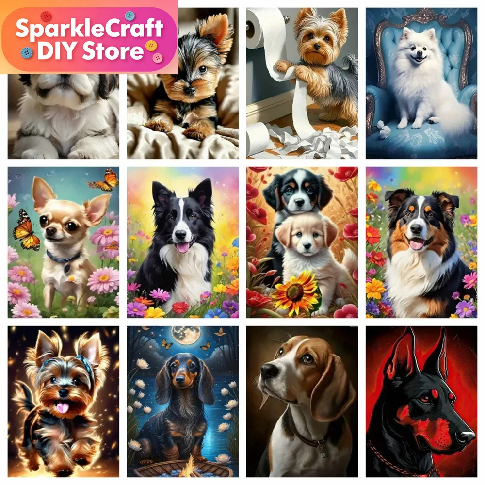 Resin Art Wall Decor - 1pc frameless Diamond Art Painting Dog