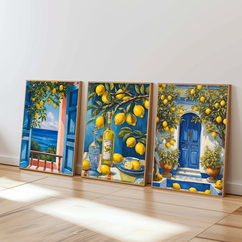 Mediterranean Italy Lemon Blue - Resin Art Wall Decor ulasan dan harga