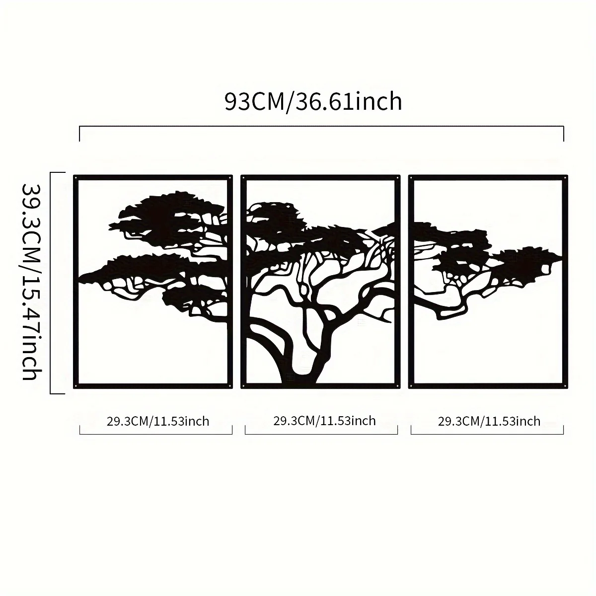 3pcs Black Metal Wall Art Deco - Resin Art Wall Decor ulasan dan harga