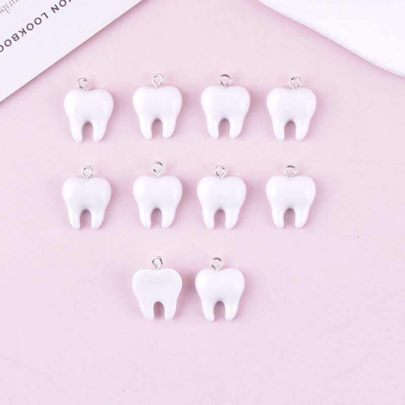10pcs Cute White Teeth Resin P - Resin Art Jewellery Kit ulasan dan harga
