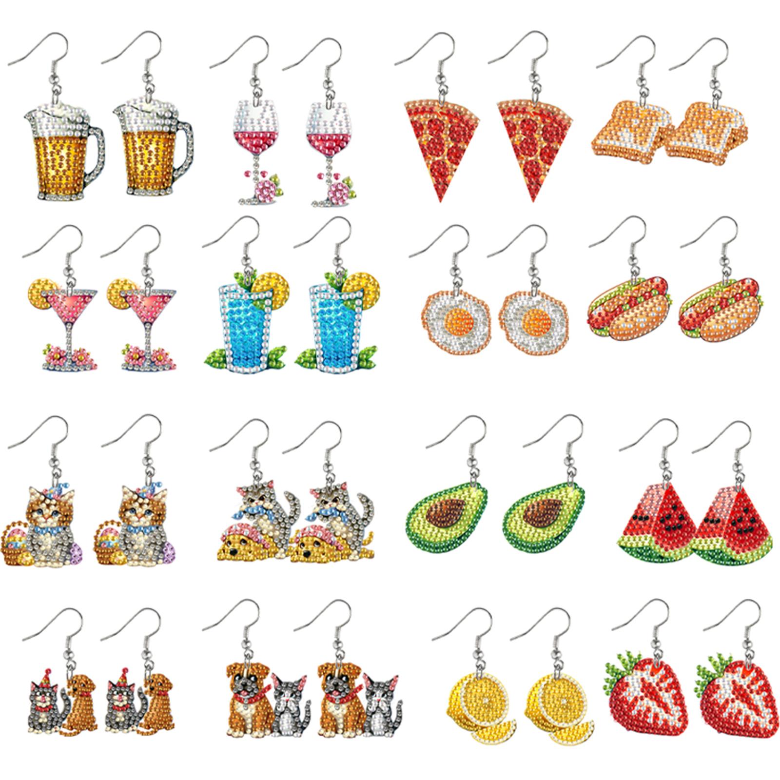 4 Pairs Double Sided Diamond E - Resin Art Earrings Kit ulasan dan harga