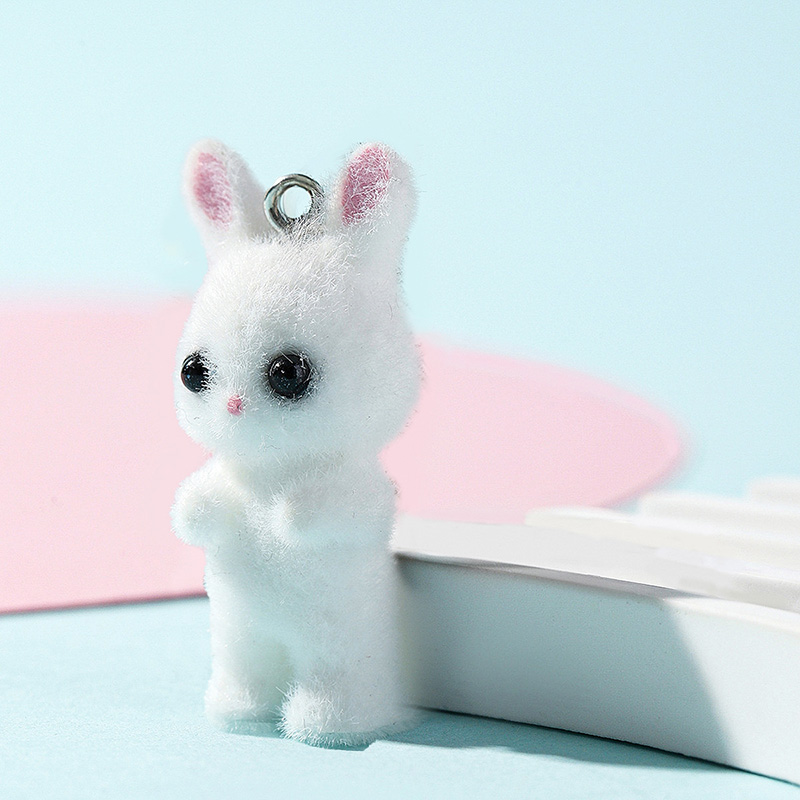 5pcs/lot Cute Flocking Rabbit  - Resin Art Jewellery Kit ulasan dan harga