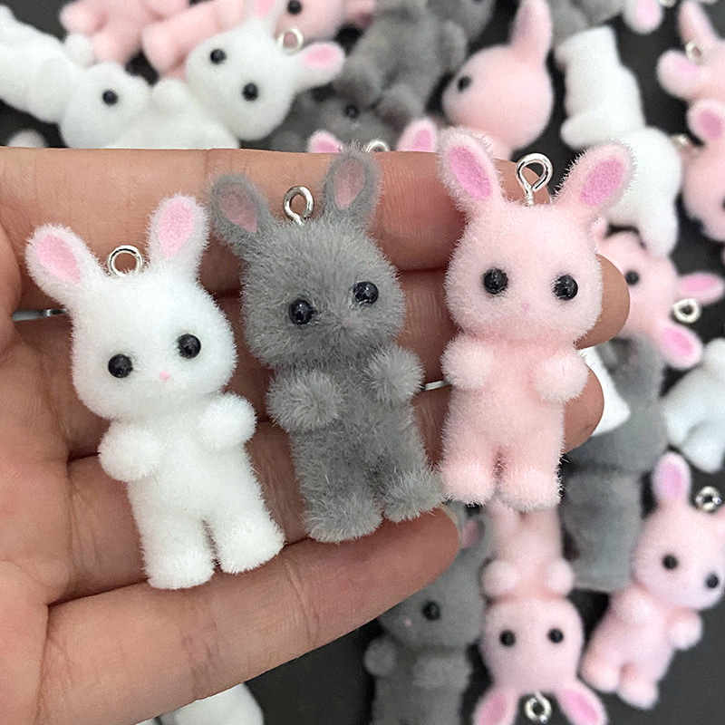 5pcs/lot Cute Flocking Rabbit  - Resin Art Jewellery Kit ulasan dan harga