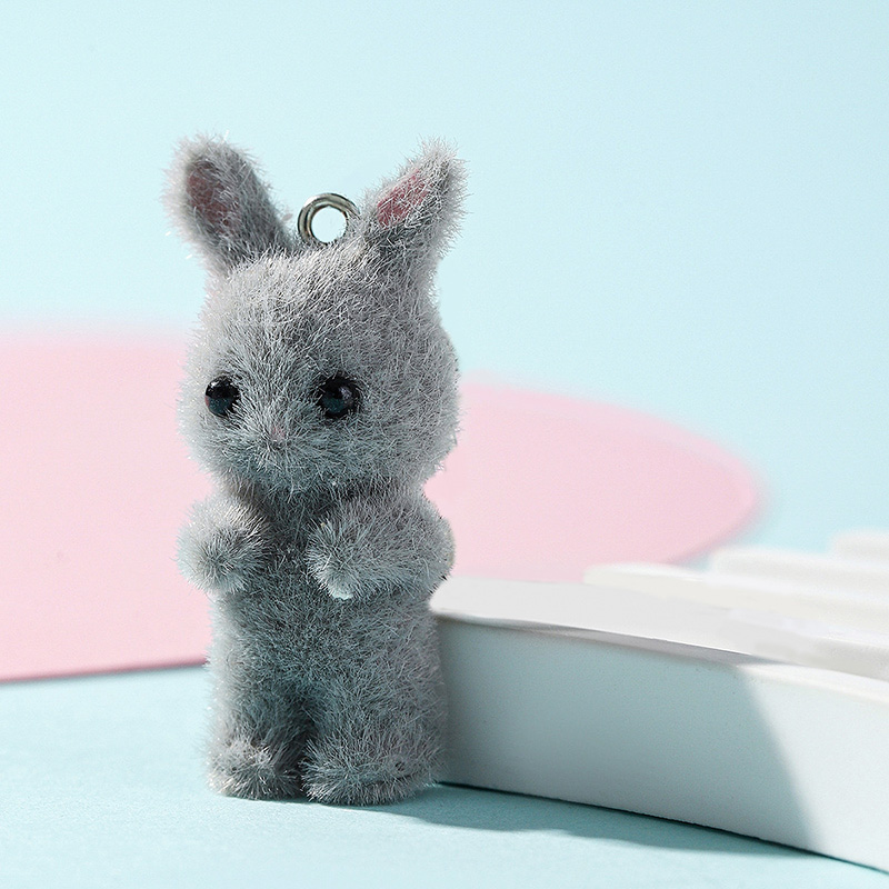 5pcs/lot Cute Flocking Rabbit  - Resin Art Jewellery Kit ulasan dan harga