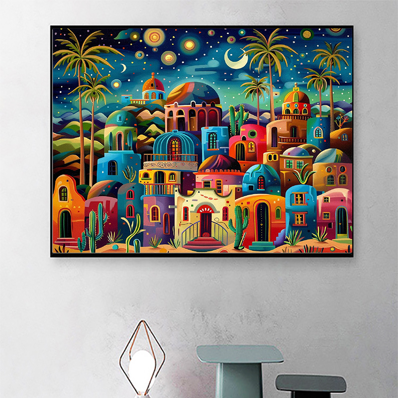 Frameless,Night View 5D Diamon - Resin Art Wall Decor ulasan dan harga