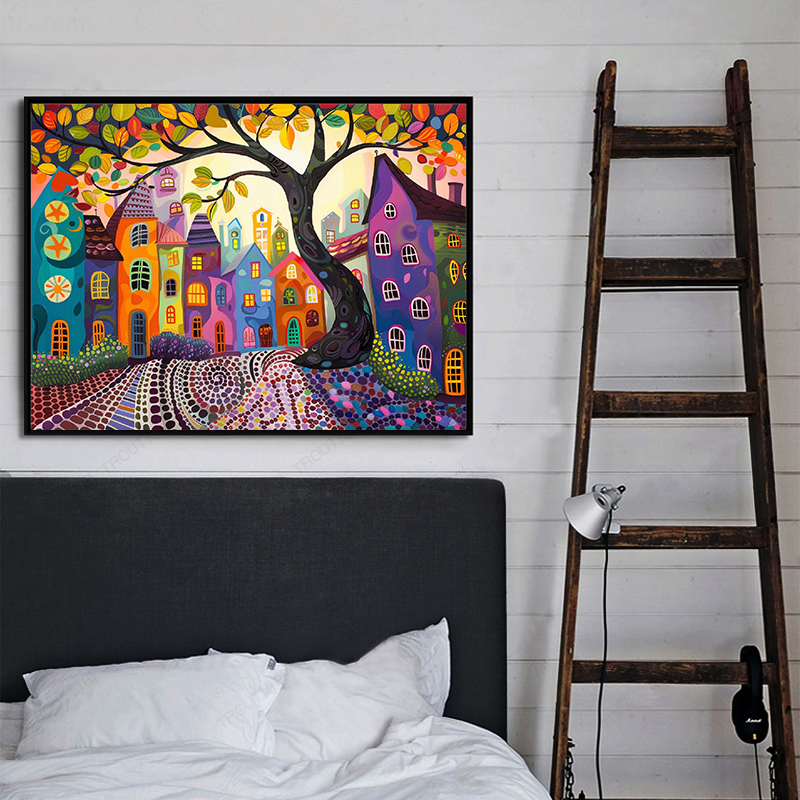 Frameless,Night View 5D Diamon - Resin Art Wall Decor ulasan dan harga