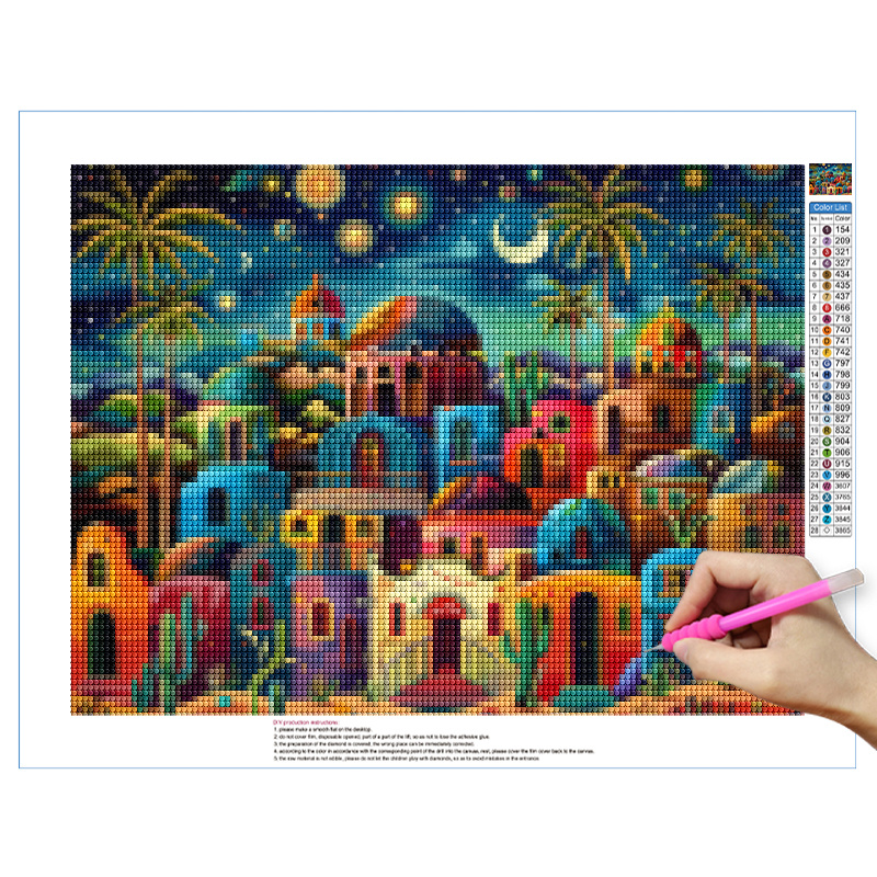Frameless,Night View 5D Diamon - Resin Art Wall Decor ulasan dan harga
