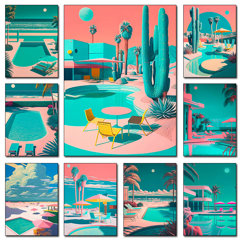 Retro Futuristic Beachside Pal - Resin Art Wall Decor ulasan dan harga