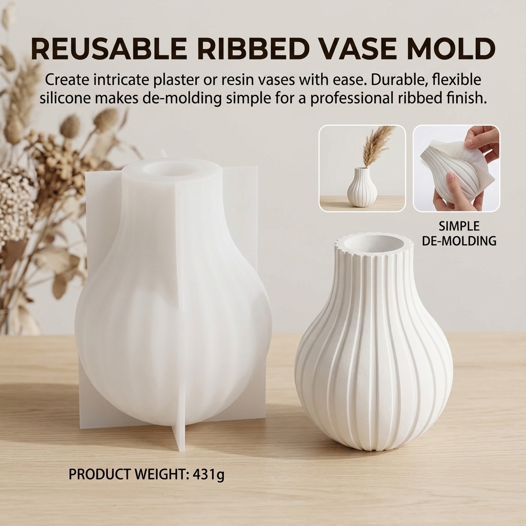 Silicone Vase Mold with Stripe - Resin Art Products ulasan dan harga