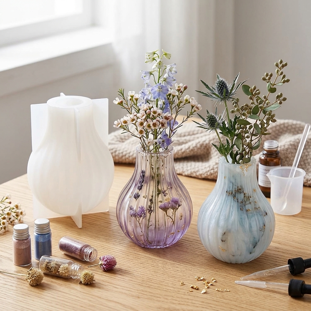 Silicone Vase Mold with Stripe - Resin Art Products ulasan dan harga