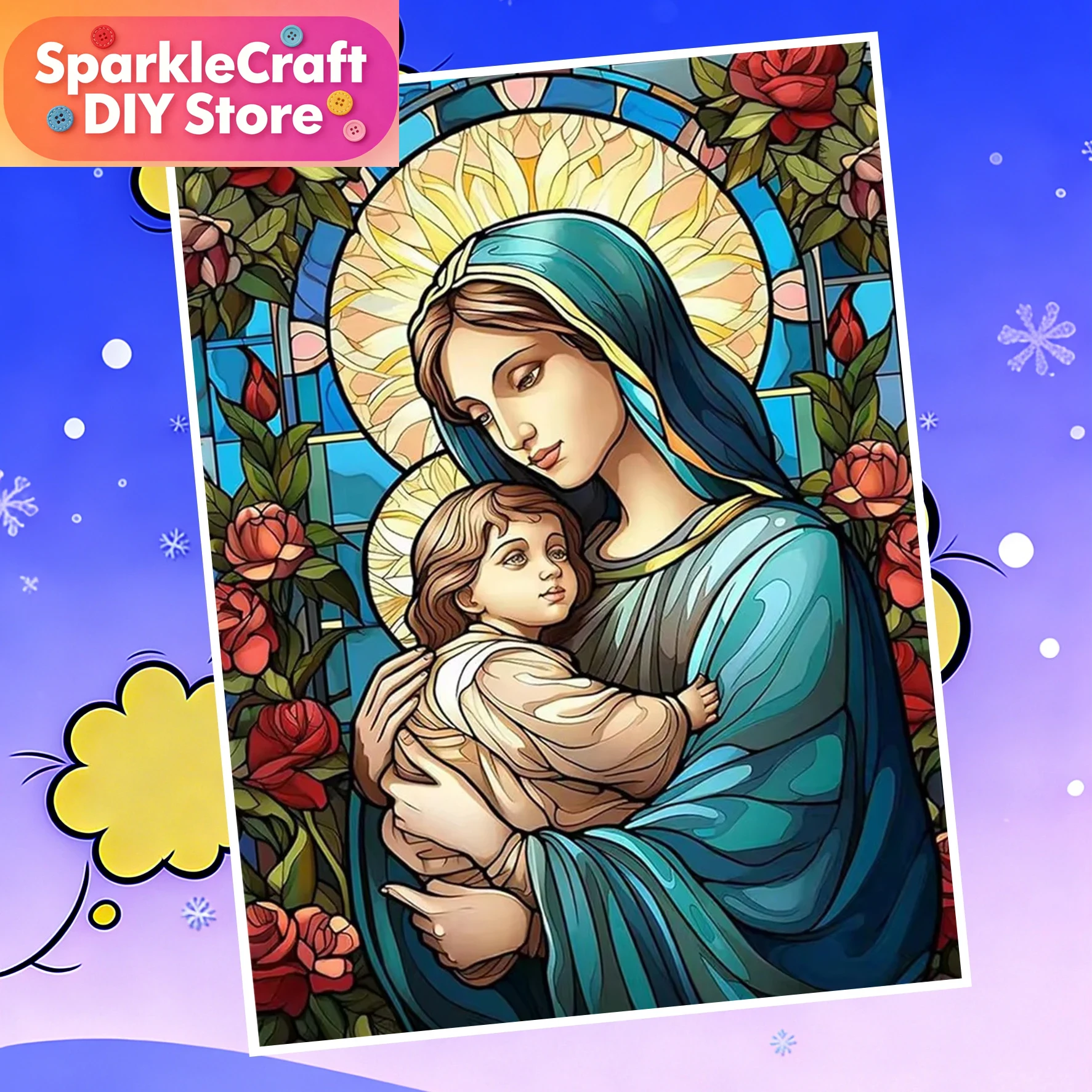 1pc frameless  Diamond Art Vir - Resin Art Mary ulasan dan harga