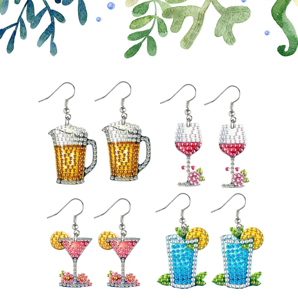 4 Pairs Double Sided Diamond A - Resin Art Earrings Kit ulasan dan harga