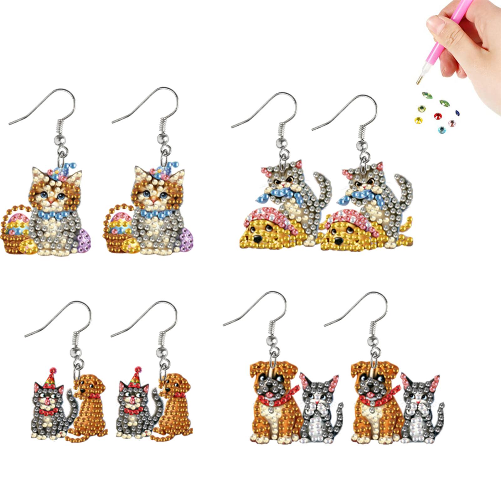 4 Pairs Double Sided Diamond A - Resin Art Earrings Kit ulasan dan harga