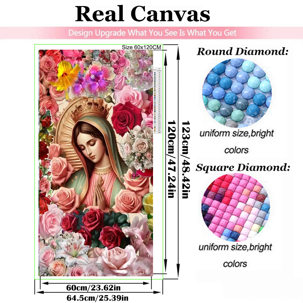 Red Rose VIrgin Mary Flower Di - Resin Art Mary ulasan dan harga