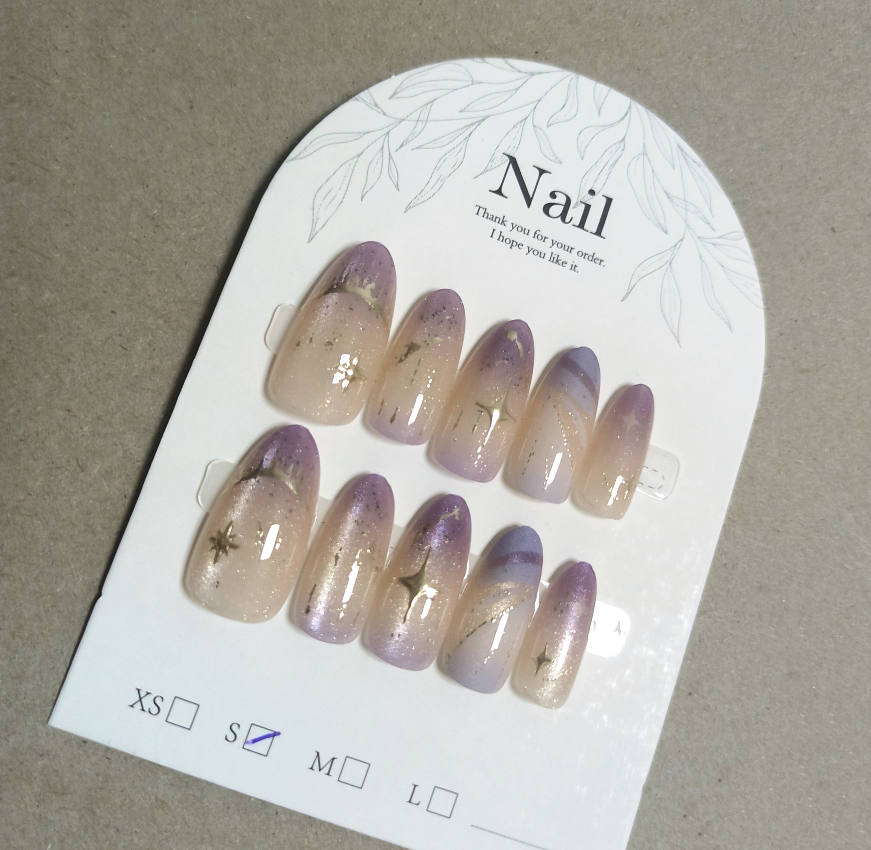 10pcs Cat Eye Purple False Nai - Resin Art Purple ulasan dan harga