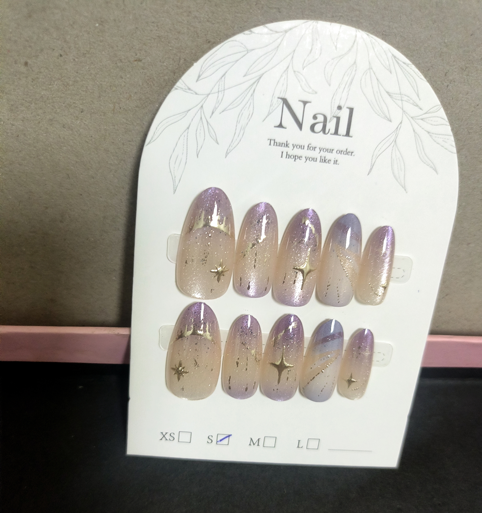 10pcs Cat Eye Purple False Nai - Resin Art Purple ulasan dan harga