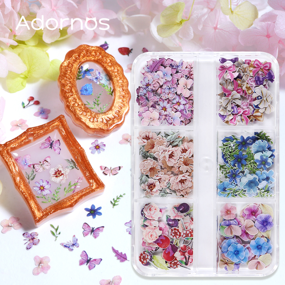 180pcs/box Wood Pulp Flowers C - Resin Art Design ulasan dan harga