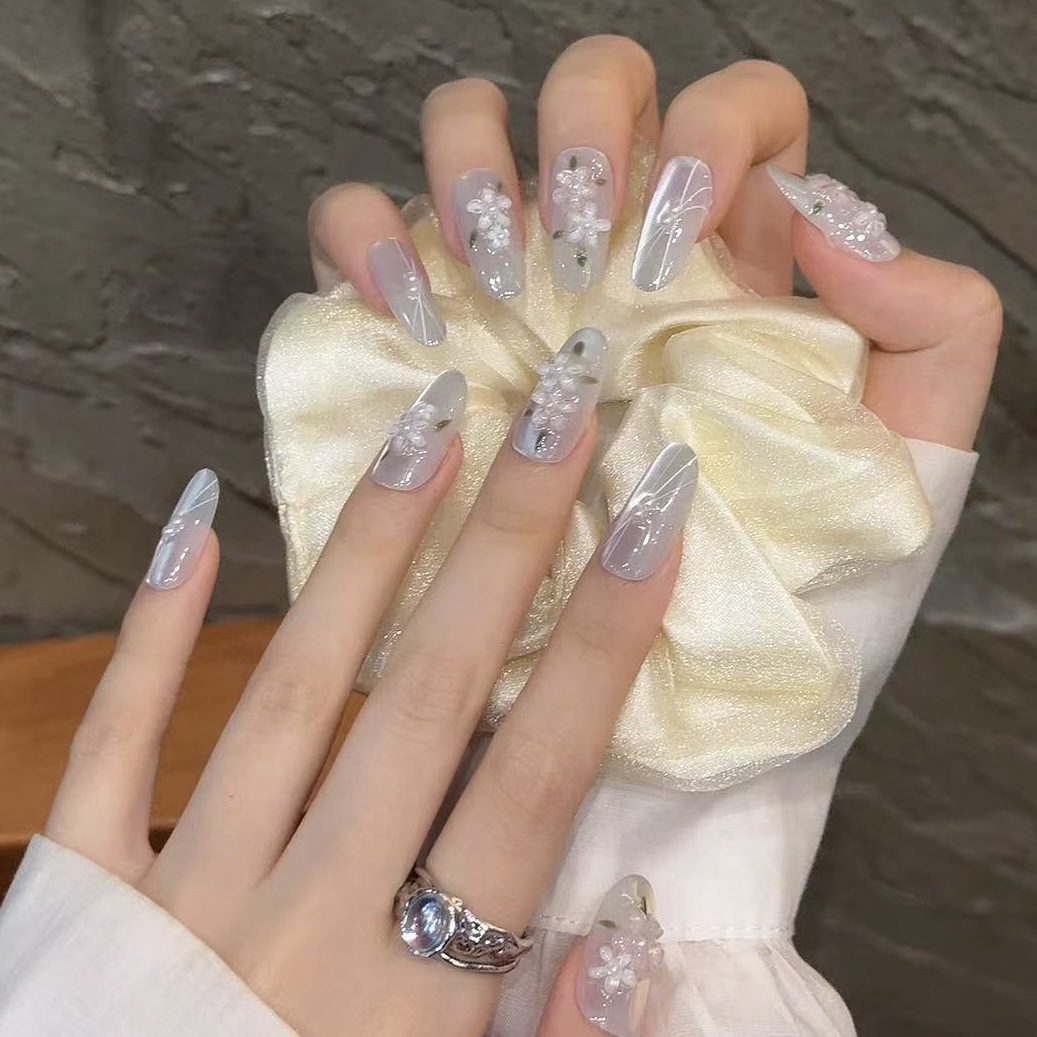 10pcs Glitter Sliver Press On  - Resin Art Design ulasan dan harga