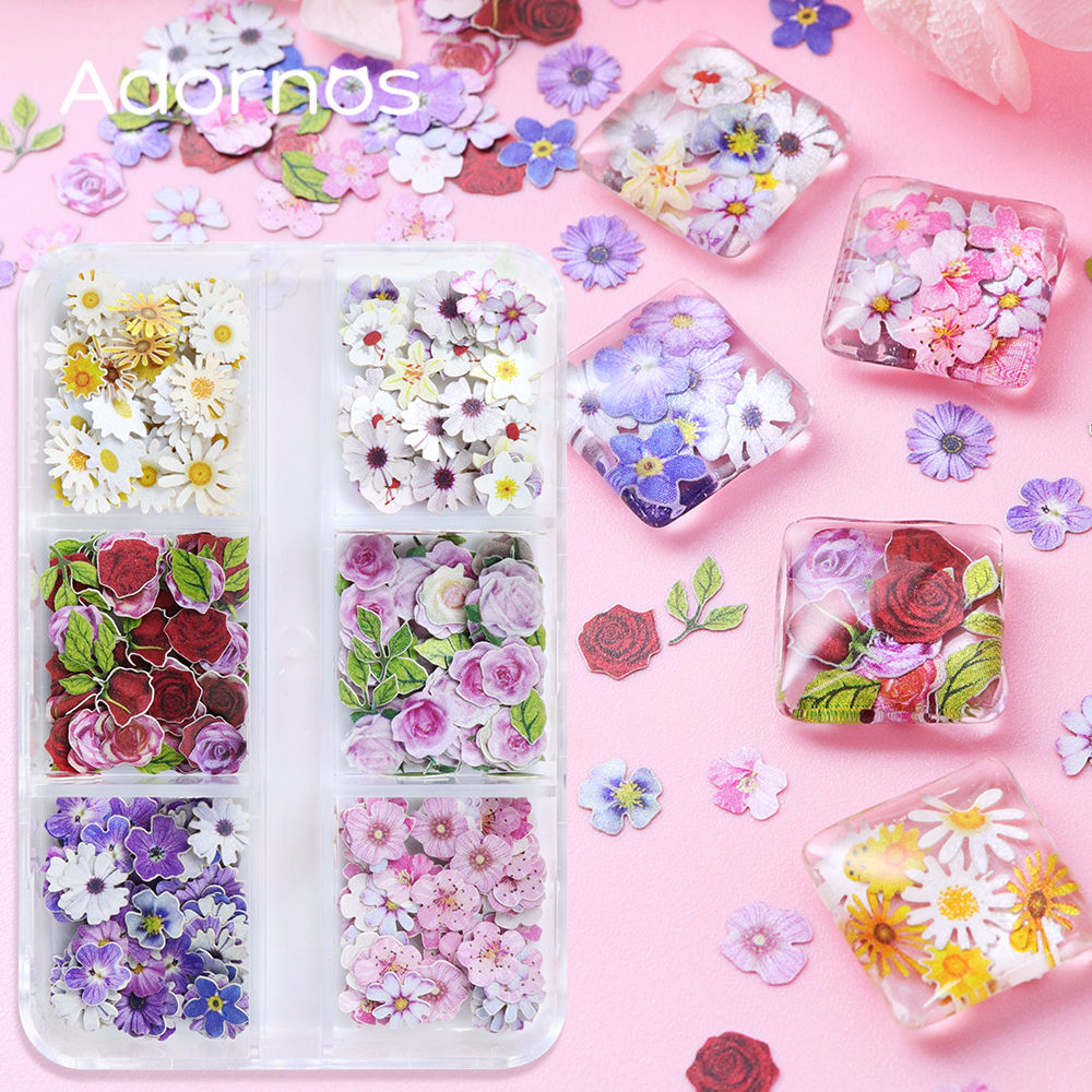 6 Grids Flowers Wood Pulp Chip - Resin Art Design ulasan dan harga