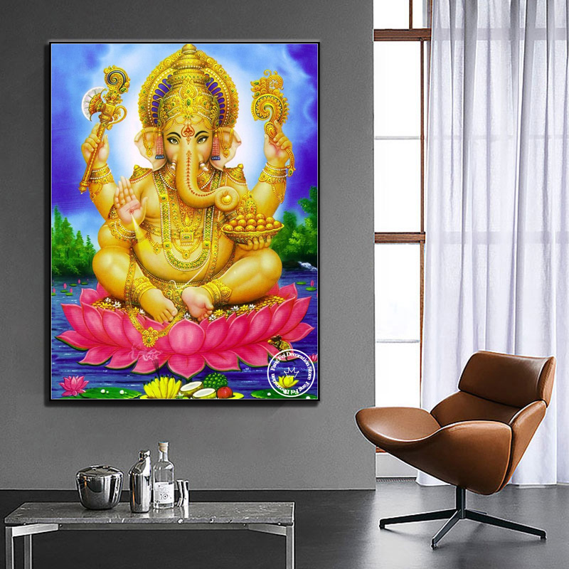 Golden Ganesha Temple Elephant - Resin Art India ulasan dan harga