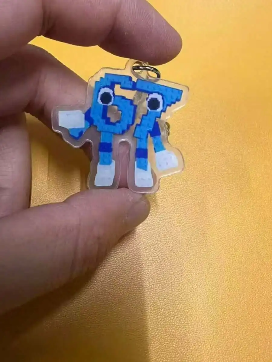 2D Pixel Art Number 67 Keychai - Resin Art All ulasan dan harga