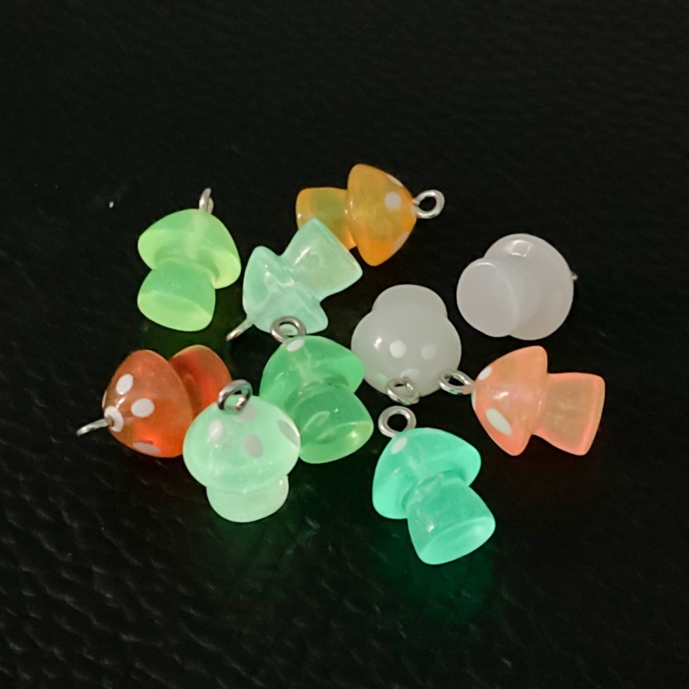 16pcs Luminous Mushroom Charms - Resin Art Jewellery Kit ulasan dan harga