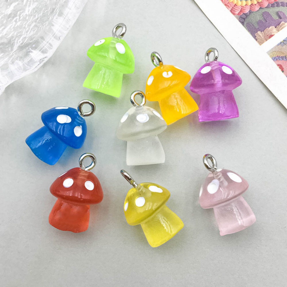 16pcs Luminous Mushroom Charms - Resin Art Jewellery Kit ulasan dan harga