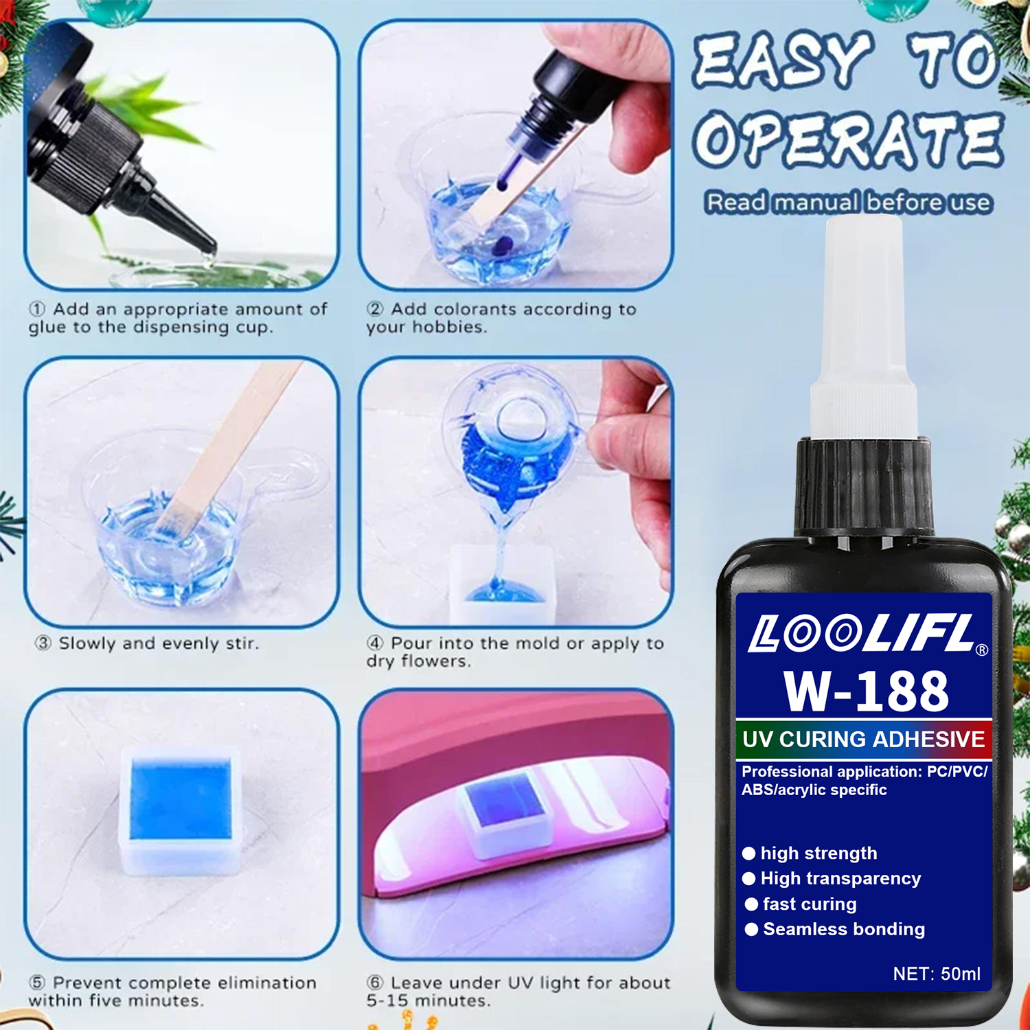 LOOLIFL 188 Strong 50ml UV res - Resin Art Uv Light ulasan dan harga