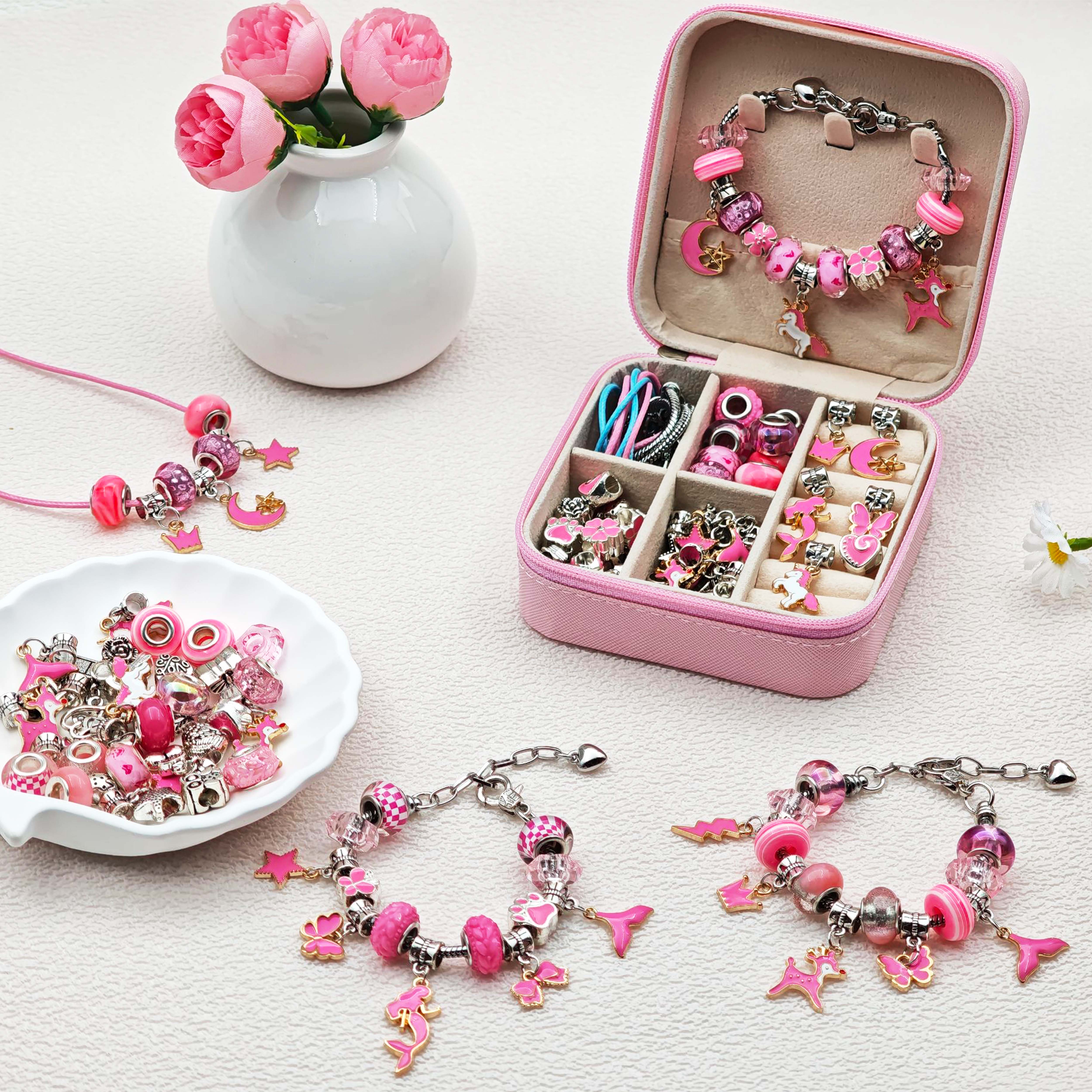 68pcs pink beaded jewelry set, - Resin Art Jewellery Kit ulasan dan harga