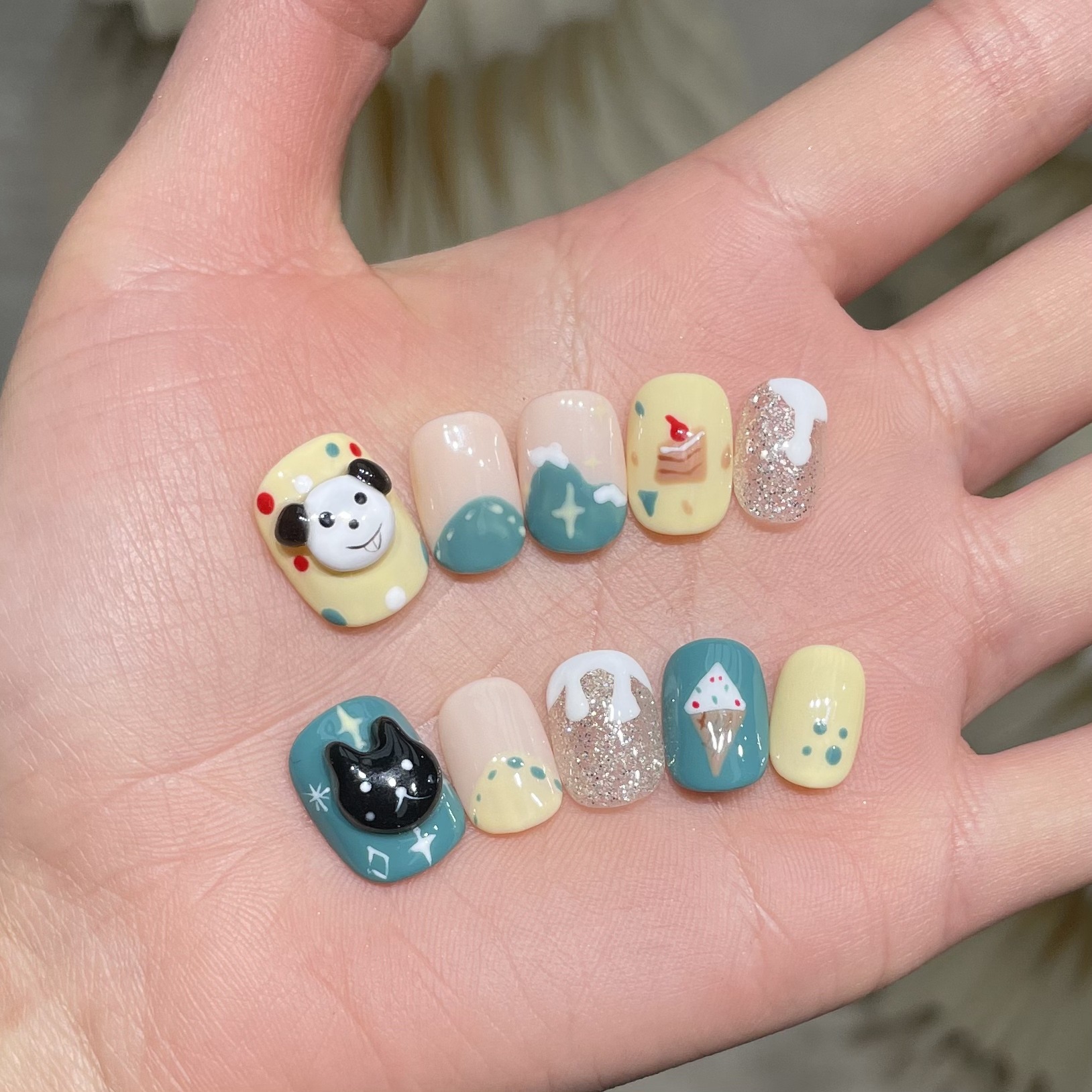 10Pcs Handmade Press On Nails  - Resin Art Design ulasan dan harga
