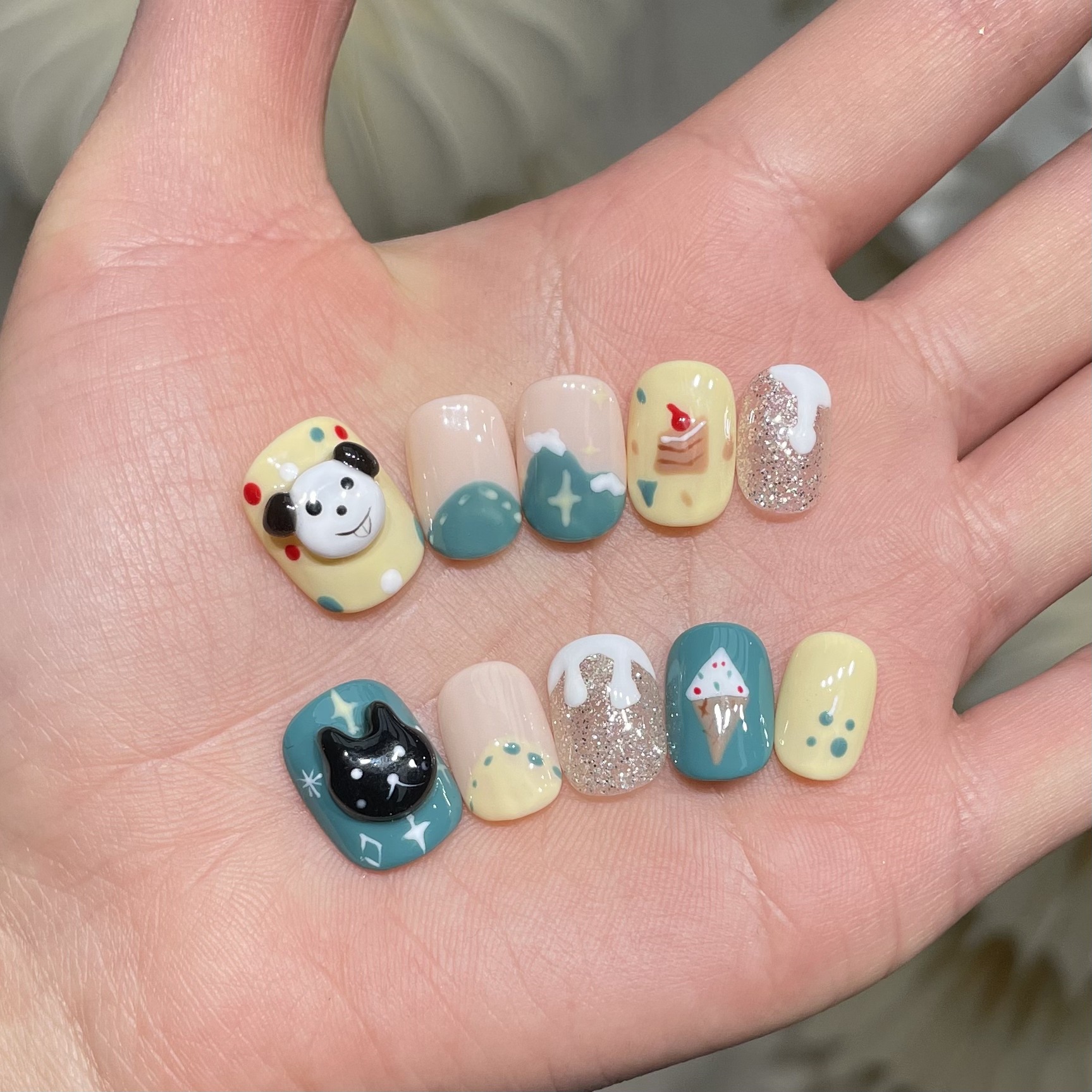 10Pcs Handmade Press On Nails  - Resin Art Design ulasan dan harga